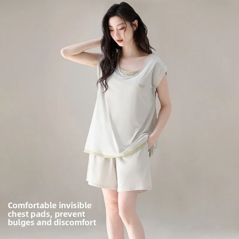 

Ladies' Modal Cotton Sleepwear Sleeveless Home Clothes Outdoor Wearable Comfortable Brief Design Summer Season Soft Fabric