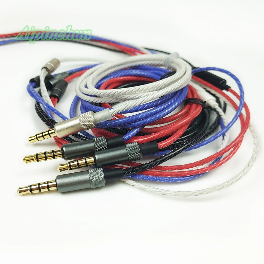 Aipinchun 3.5mm 4-Cực Jack Tai Nghe Tai Nghe DIY Cáp Âm Thanh với Mic Điều Khiển Sửa Chữa Thay Thế Headphone OFC Dây Dây a29