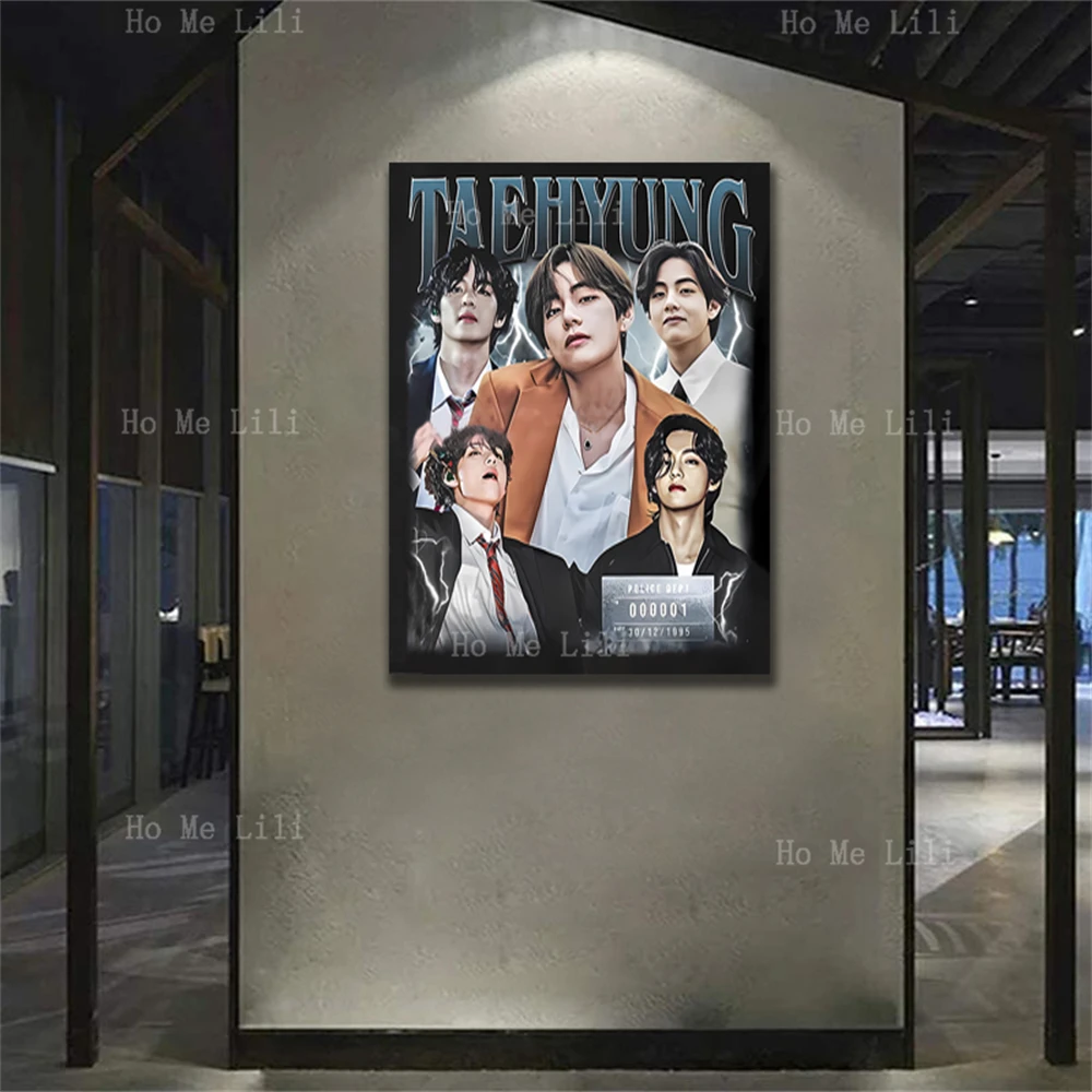 Taehyung Korean Kpop Style Graphic Retro Design Vintage Poster Canvas Wall Art Print Artwork For Livingroom Bedroom Decor