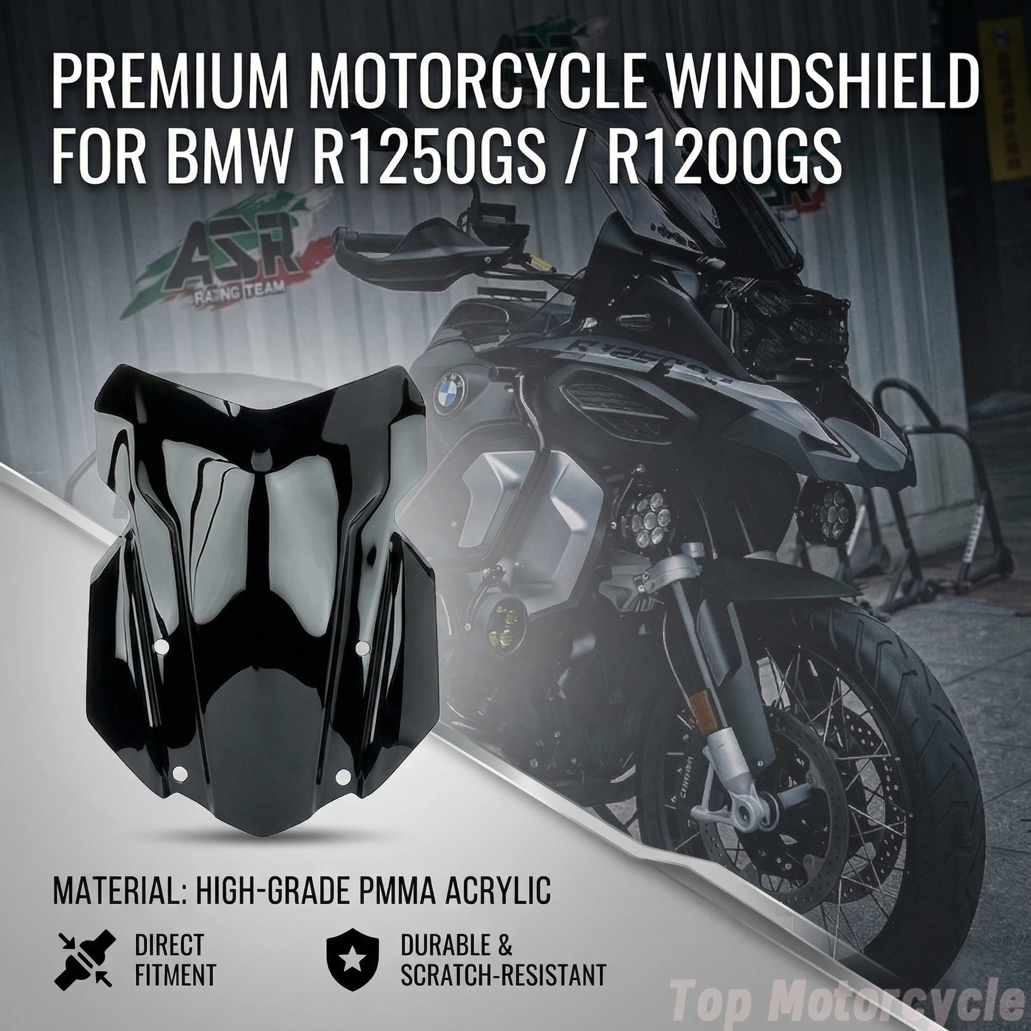 

Motorcycle Touring Sports Heightened Racing Windscreen Windshield Visor Deflector for BMW R1200GS R1250GS ADV 2018-2026