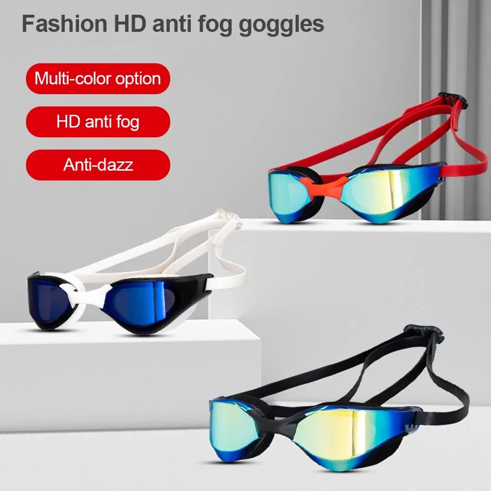 Lunettes de natation anti-buée pour hommes et femmes, lunettes de sport, couleurs absorbe ouissantes, pas de fuite, vue large, adultes, jeunes