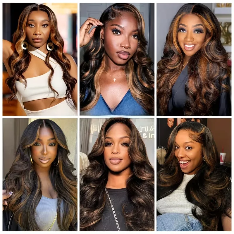 1B30 Highlight Body Wave Human Hair Wigs 13x6 13x4 Hd Lace Front Wig Brazilian Loose Body Wave 4x4 5x5 Pre Cut Lace Glueless Wigs image 7