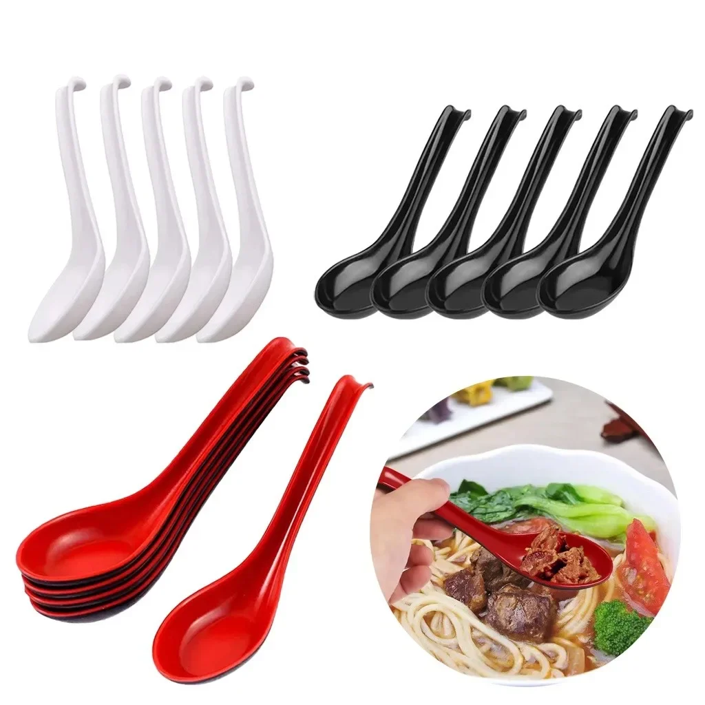 3/6pcs Löffel Set traditionelle chinesische japanische Ramen Nudelsuppe Löffel langen Griff Besteck Melamin Kunststoff Geschirr