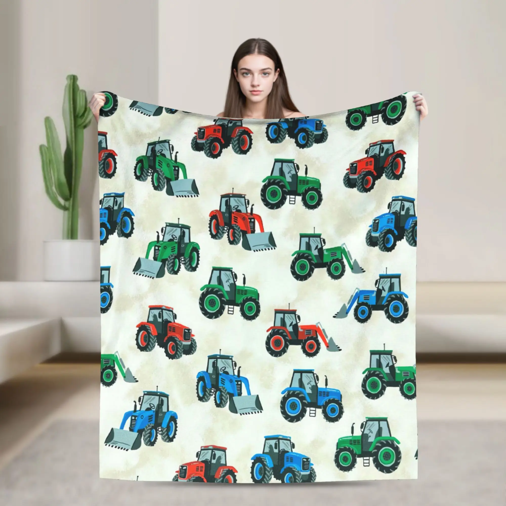 Tractors Farm Vehicles Blanket Quality Super Warm  Throw Blanket Winter Girls Boys Couch Bed Comfortable Bedspread