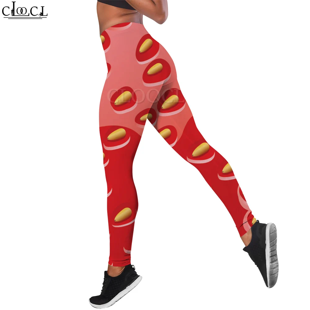 

CLOOCL New Arrival Women Legging Red Strawberry Pulp Graphics 3D Printed Trousers for Female Gym Training Elastic Yoga Pants