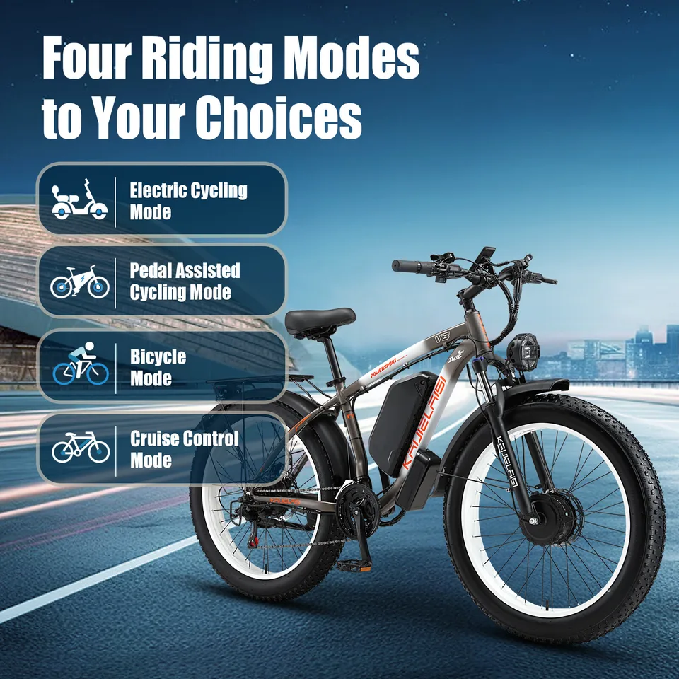 35MPH  2000W E-Bike V3 Electric Bicycle 26" FatTire 48V 23Ah Dual Motor image 5