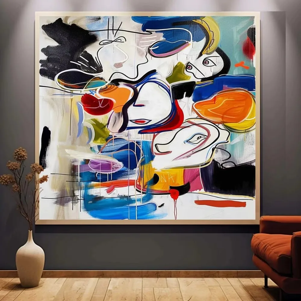 n living room wall  residence decoration Hand painted large abstract oil painting on canvas with handmade artwork painting