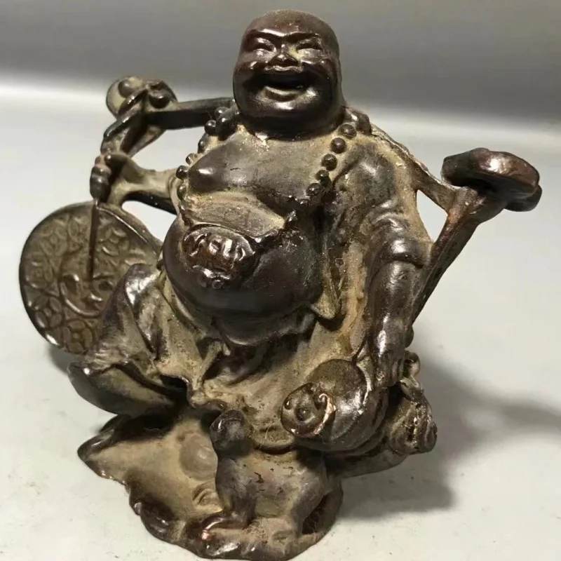 

Maitreya Buddha Statue Big Belly Laughing Buddha Carrying Wealth Home Feng Shui Ornament Desktop Decoration Imitation Bronze Cra