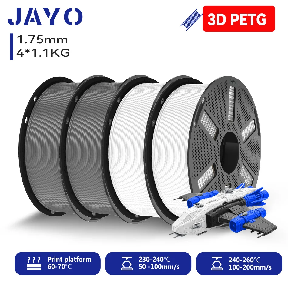 JAYO 4,4KG 3D PETG/PLA/PLA PLUS Druckerfilament 1,75mm 100% Blasenfrei Ungiftig 3D-Druckmaterialien für 3D-Drucker & 3D-Stift