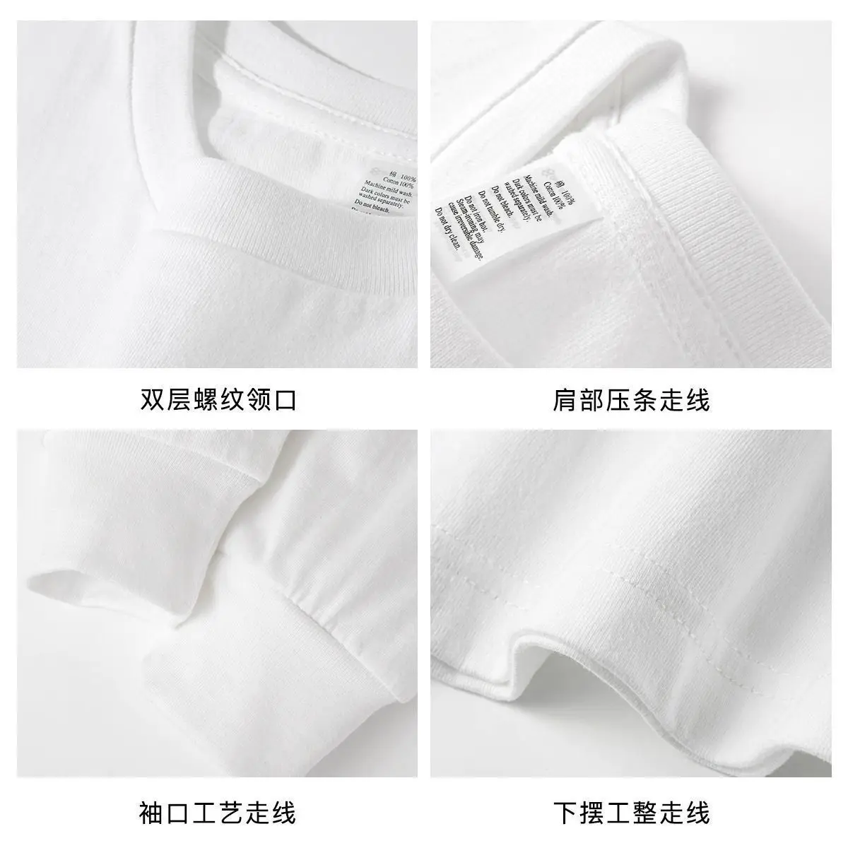 600G  Pure Cotton Short-sleeve T-shirt for Men, Loose-fitting Base Shirt with Small Neckline, Loose-fitting Pure Summer Top