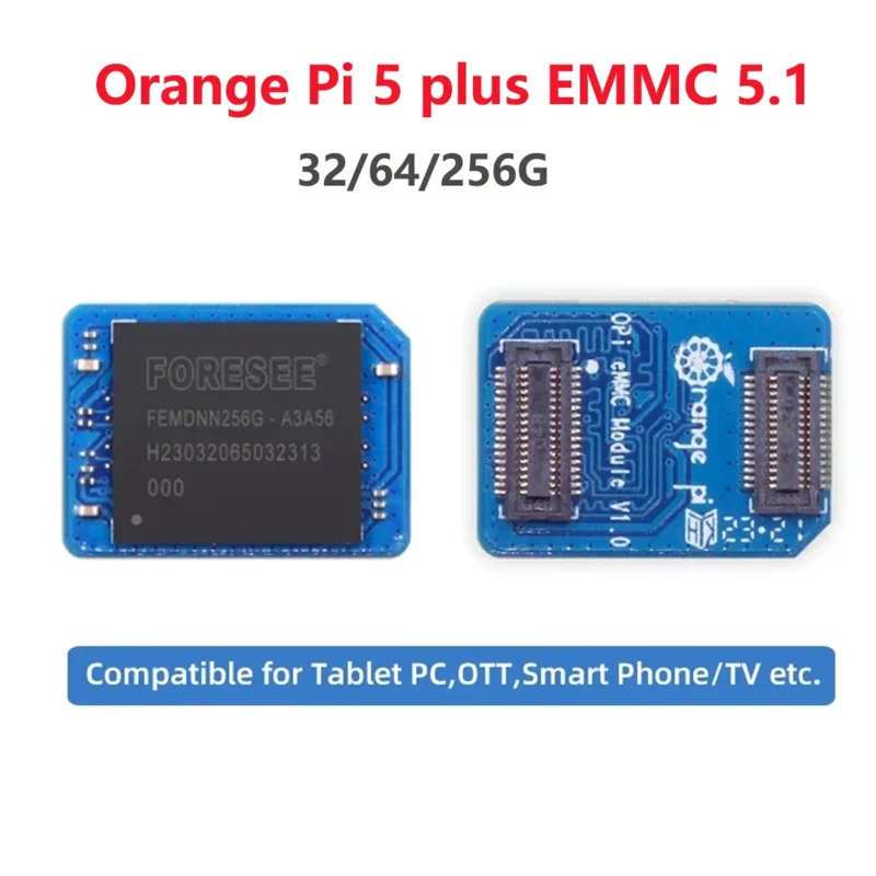 

Модуль EMMC Orange Pi 5 Plus 32 ГБ/64 Гб/256 ГБ, NAND, быстрая скорость чтения и записи, совместим с Планшетными ПК, OTT, Smart Phone TV