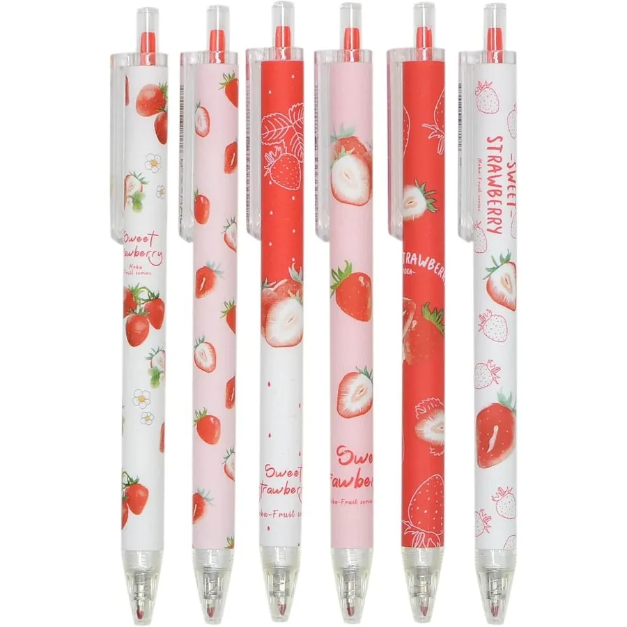 

12 шт., милые клубничные ручки, черные гелевые чернильные ручки, выдвижные 0,5 мм, красивые подарки на день матери, забавная ручка для девочек и мальчиков, рождественские подарки