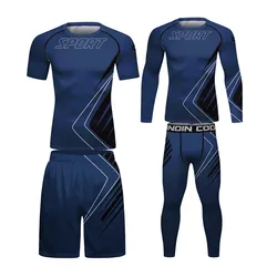 4 PCS Men Running Set Boxing Gym jogging Thermo Underwear Compression T-Shirt MMA Rashguard Male Quick-drying Tights Track Suit