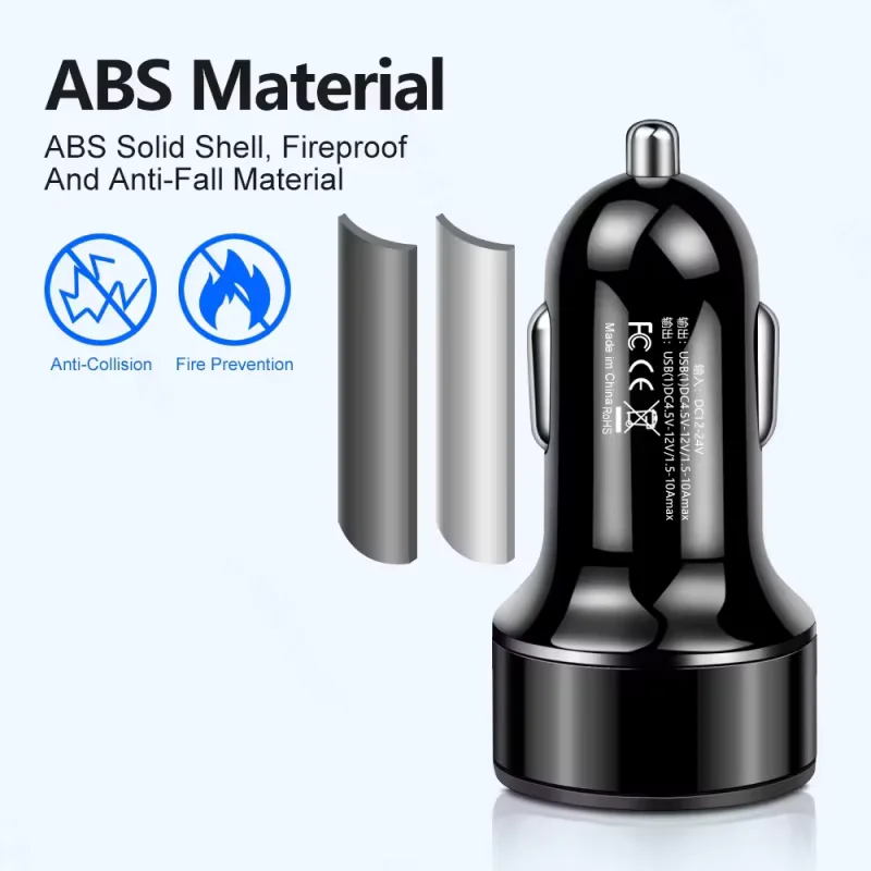 240W Car Charger Dual USB Ports 120W Super Fast Charging with Digital Display Quick Charging Adapter for IPhone Samsung Xiaomi
