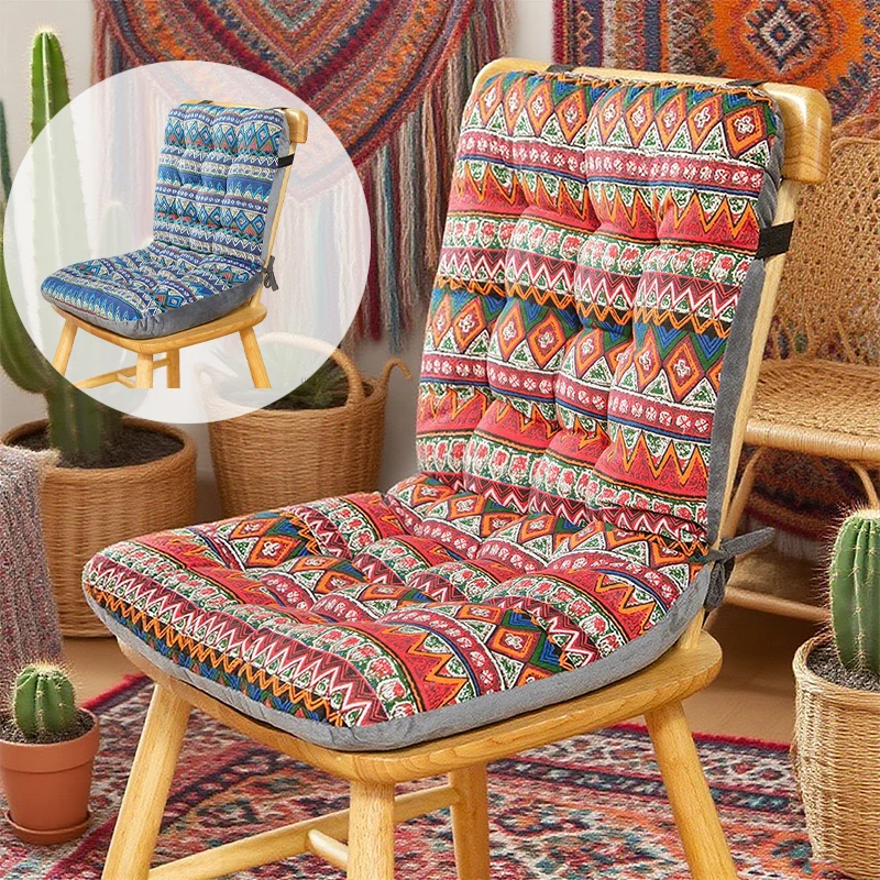 

Ergonomic Office Chair Cushion Bohemian Style Integrated Backrest Thick Seat Pad for Car Home Student Long Term Sitting Comfort