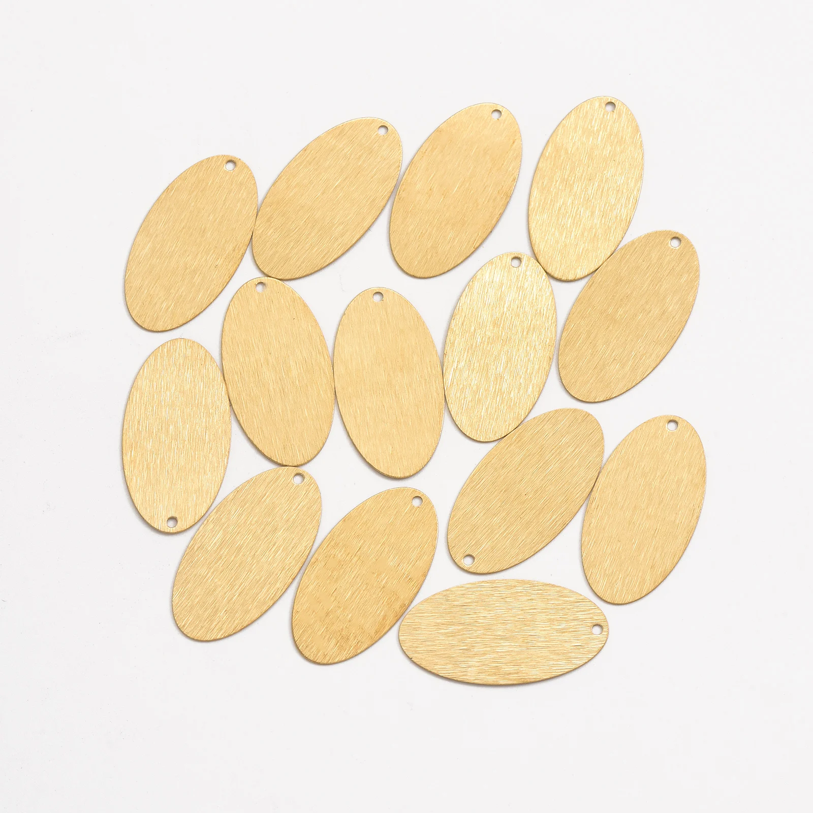 20pcs original brass brushed geometric single hole elliptical pieces for DIY fashion necklaces and earrings
