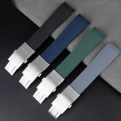21mm new High Quality Silicone Fluorous Rubber Watchband for Longines hydroconquest L3 Conquest Sports Diving Watch Strap Black
