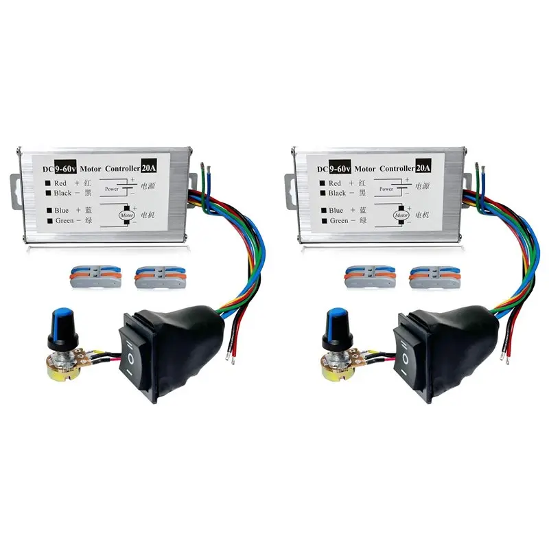 ABGG-2X DC Motor Speed Controller,DC 12V 24V 36V 48V 60V Motor Pulse Width Modulator Regulator With CW/CCW Switch