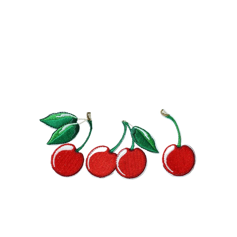 Cherry Fruit Embroidery Iron on Patch for Clothing School Bag Mobile Phone Case Accessories 3 Forms Self-adhesive DIY Decorative