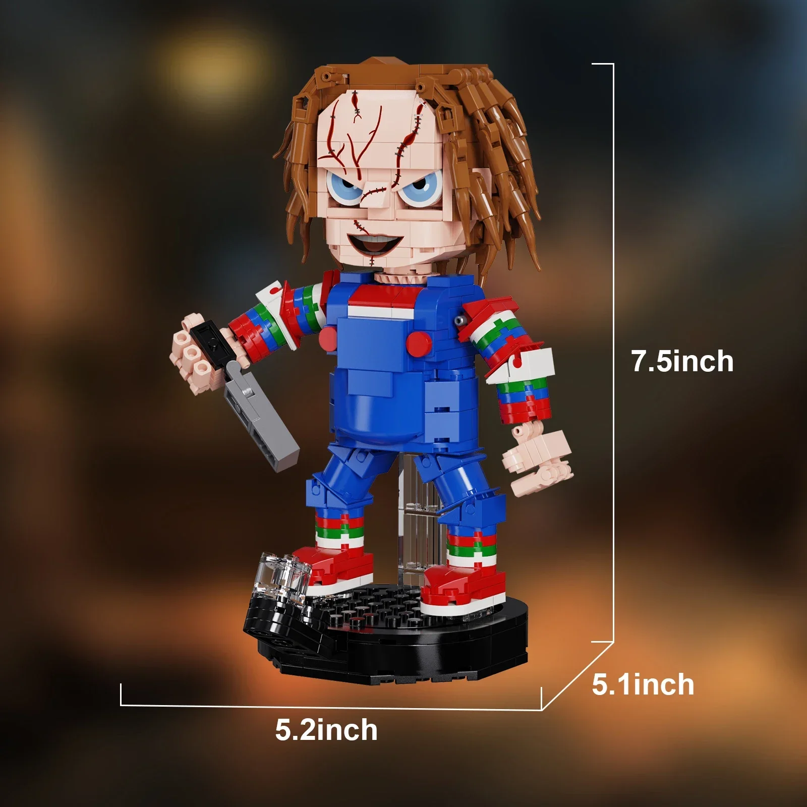 Chucky Brickheadz Building Blocks ชุดจาก Childs-Play Movie, สยองขวัญตัวเลขของเล่นสําหรับของขวัญฮาโลวีน (494 ชิ้น)