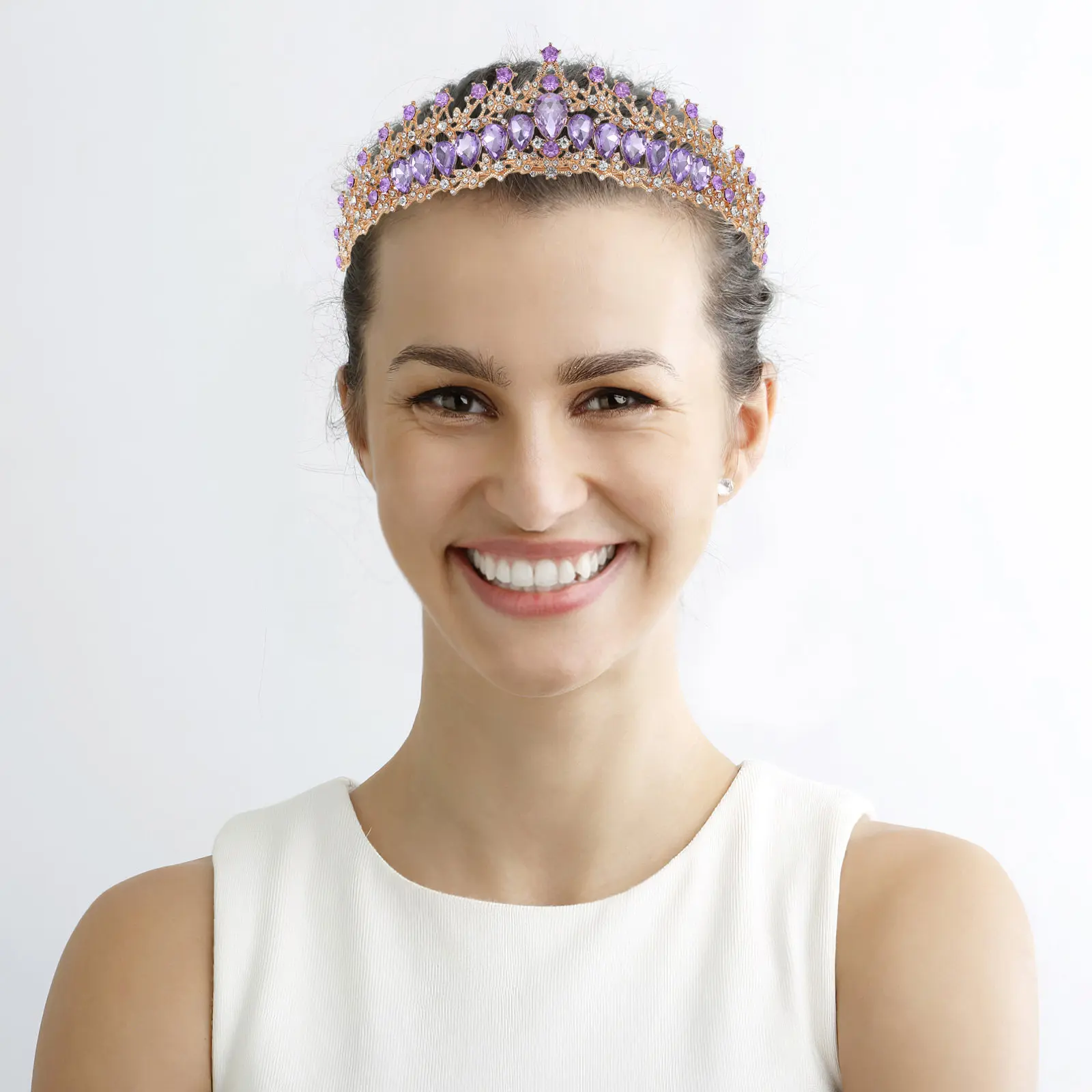 

1 шт. Элегантная тиара со стразами для женщин, свадебная корона для невесты, украшение для головы на день рождения, вечеринку, блестящая сказочная корона для женщин