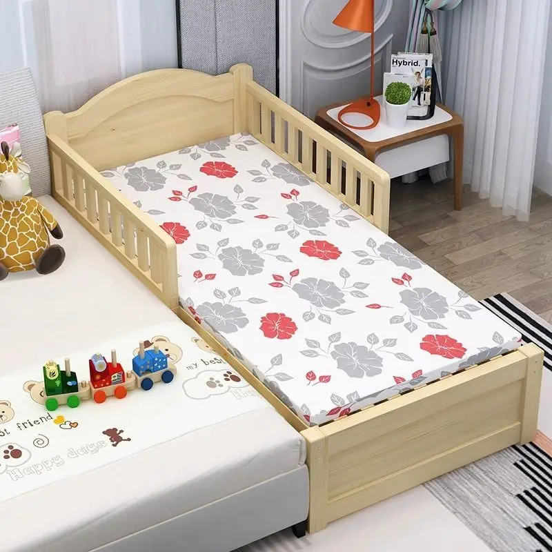 Solid wood sofa bed integrated dual-purpose children's splicing bed simple multi-functional pull-out bed retractable push-pull b