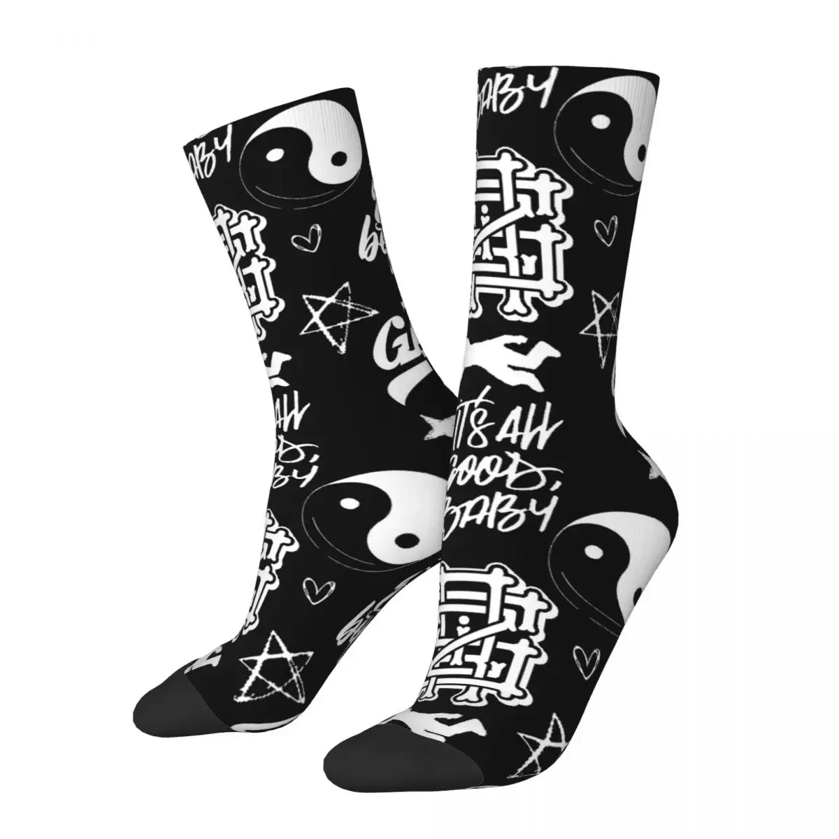 Calcetines largos con patrón Griz Harajuku para hombre y mujer, medias absorbentes de sudor, accesorios para todas las estaciones, regalos