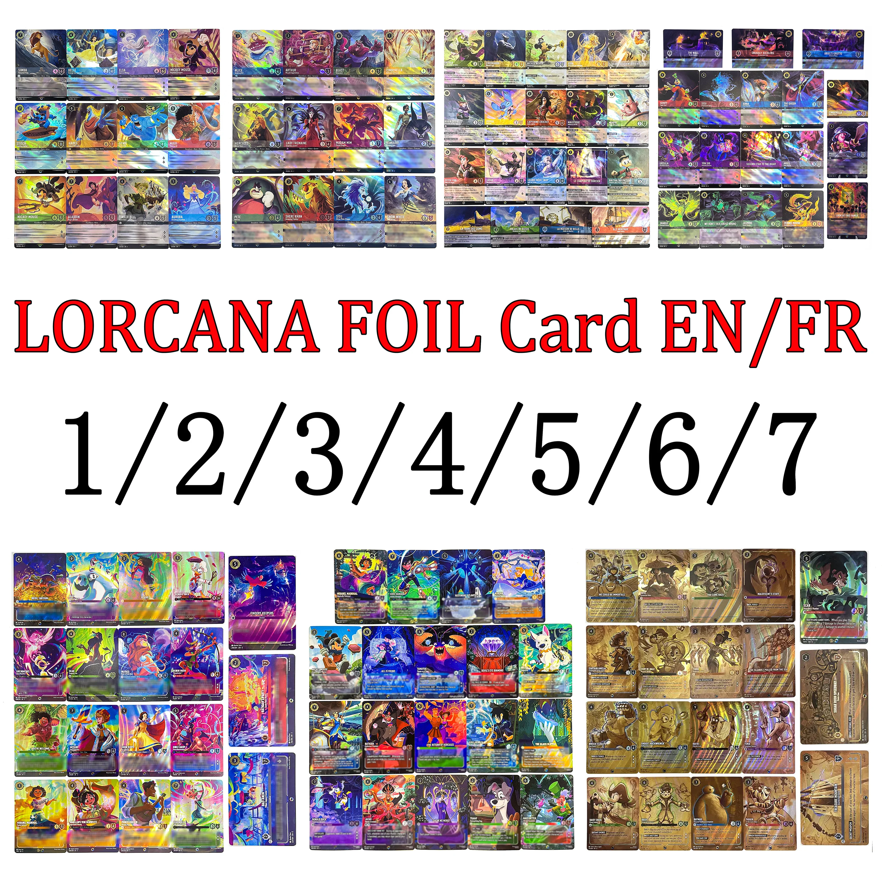 

Lorcana Proxy Card Chapter 1/2/3/4/5/6/7 Whole Set Foil Cards Tamatoa Baymax Mufasa Diablo Mickey Mouse Sisu Stitch TCG Toy Gift