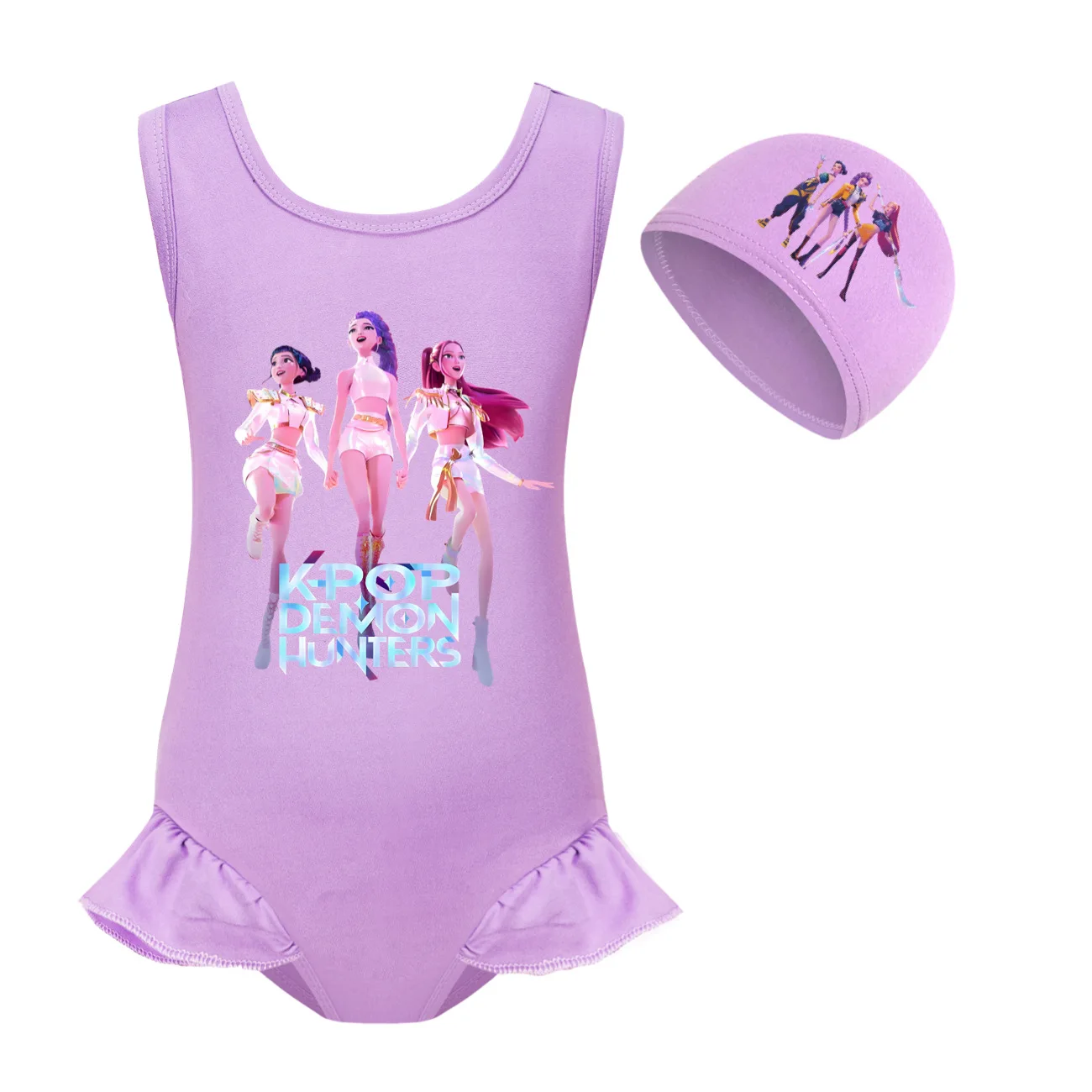 حار KPop شيطان الصيادين Huntrix ملابس الاطفال ملابس الفتيات الصيف قطعة واحدة ملابس السباحة الأطفال أكمام السباحة بيكيني مجموعات