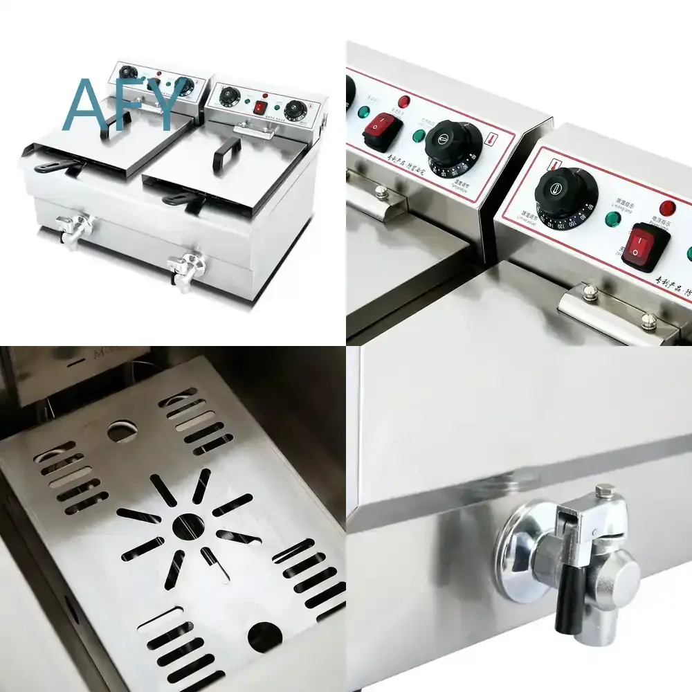 Double-cylinder Deep Fryer for Commercial Home Restaurant Kitchen Stall Snacks Fast Food Fryer Heavy Duty Electric Deep Fryer
