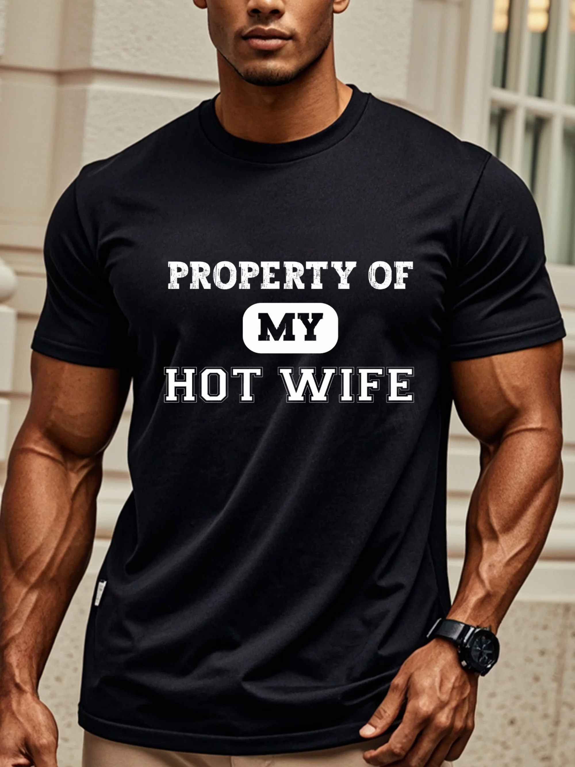

Property Of My Hot Wife Shirt For Husband Gift Husband T Shirt For Men Mens T Shirts Crew Neck Graphicng Weekend Casual