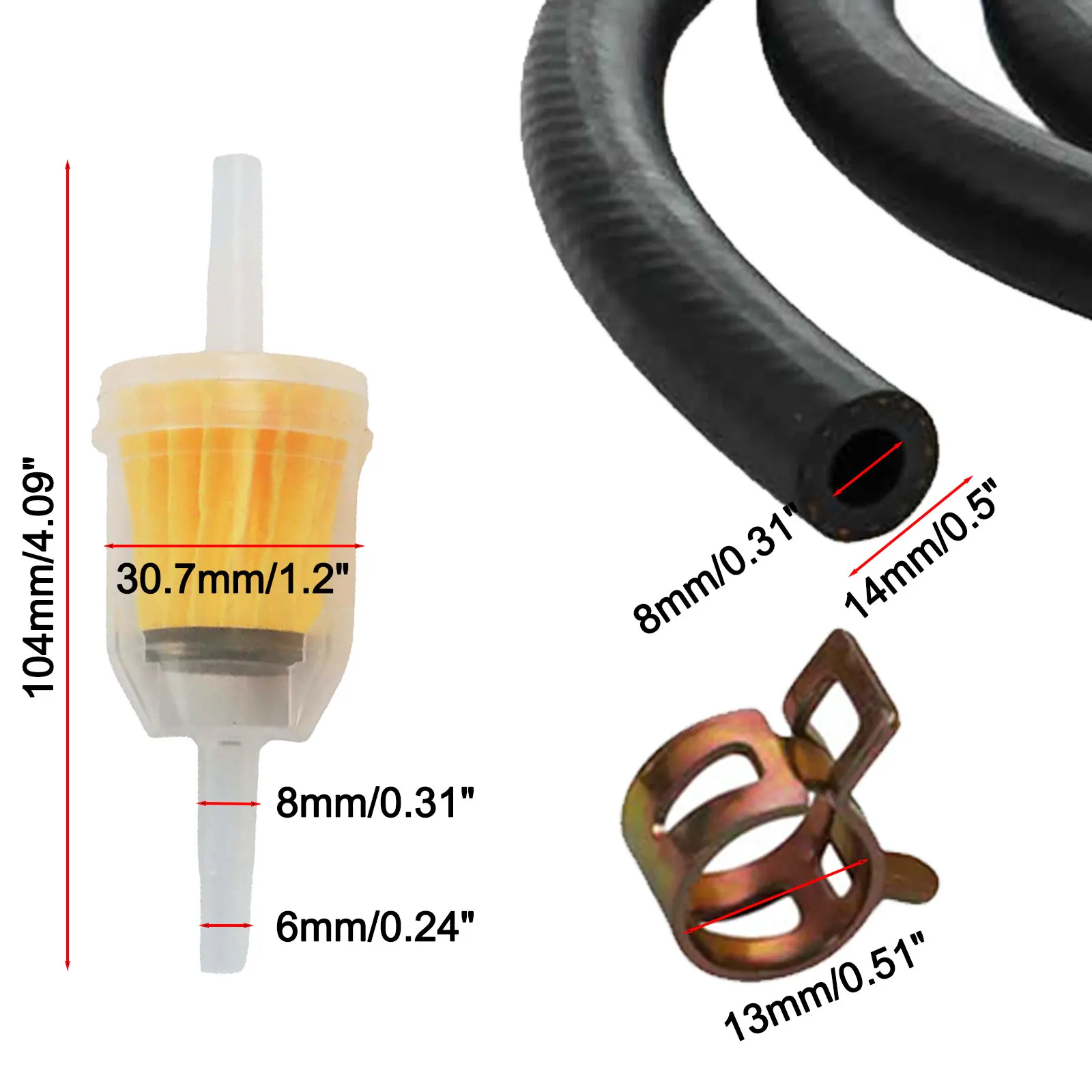 13PCS Complete Fuel Hose Kit for Diesel and Other Fuels Fits For motorcycles Cars Lawn Mowers and Trucks 2m Length