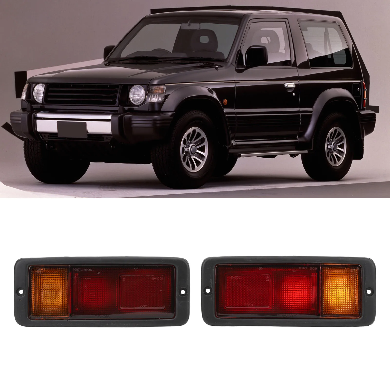 1 Pair Rear Bumper Fog Light Set MR124964 Tail Bumper Fog Lamp Replacement for Pajero Montero Shogun 1991 to 1999 MR124963