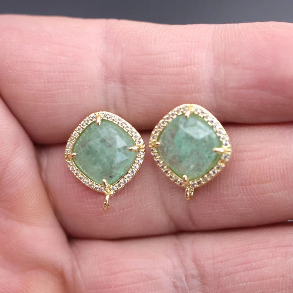 6pair CZ Colors Blue Amazonite Labradorite Stone Earrings Loop Connector DIY for Women Office Lady Hanging on Dangle Earrings