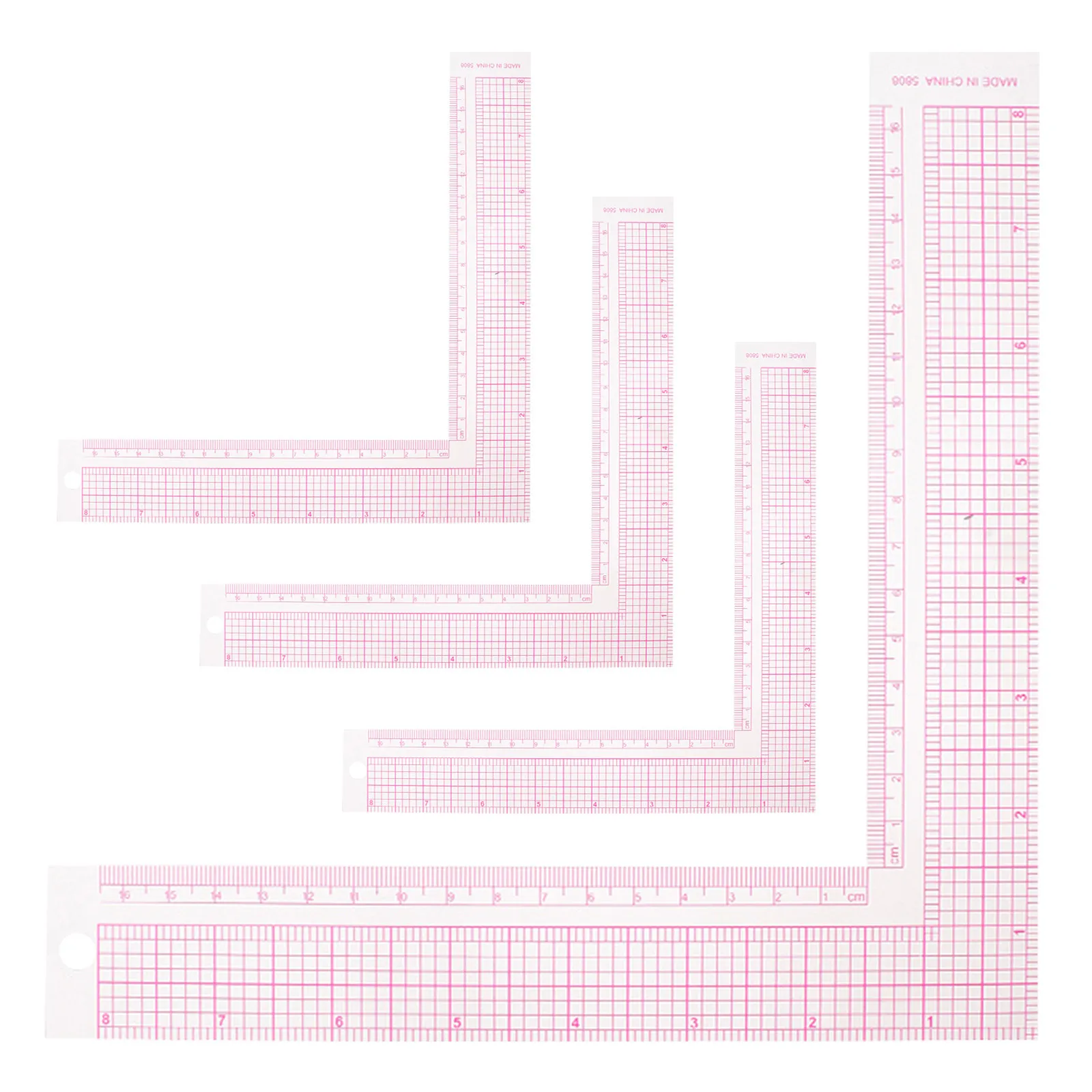 L-Shaped Sewing Ruler Set (4 pcs) for Accurate Pattern Drafting, Tailoring & Garment Design