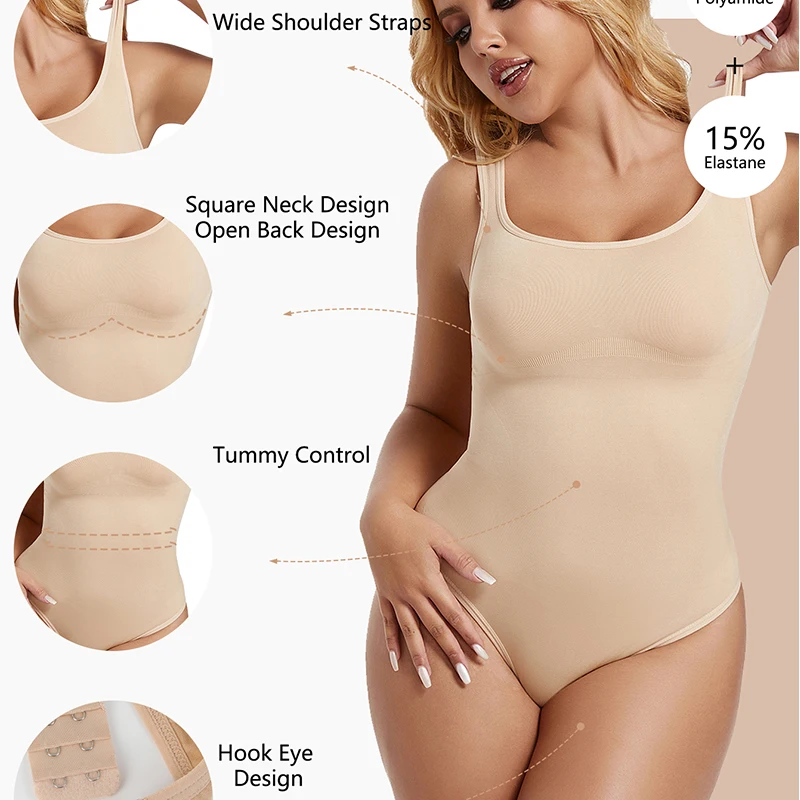 Bodysuit for Women Sexy Backless Tummy Control Shapewear Seamless Sculpting Thong Body Shaper Tank Top