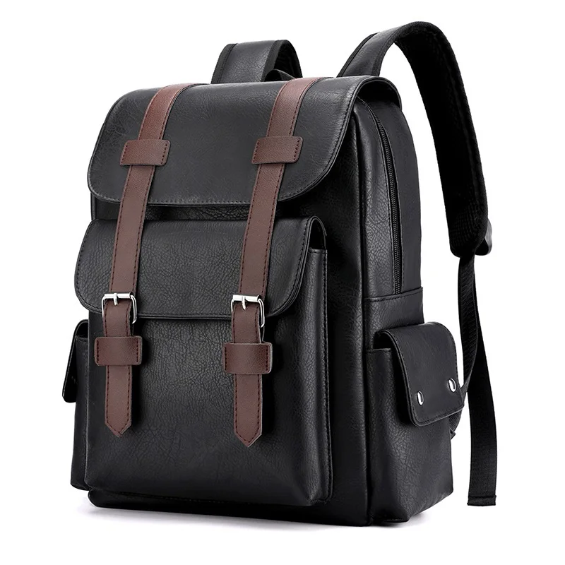 

Fashion PU leather Laptop Backpack Men Waterproof Business Casual Daypack College School Bag Travel Rucksack for men
