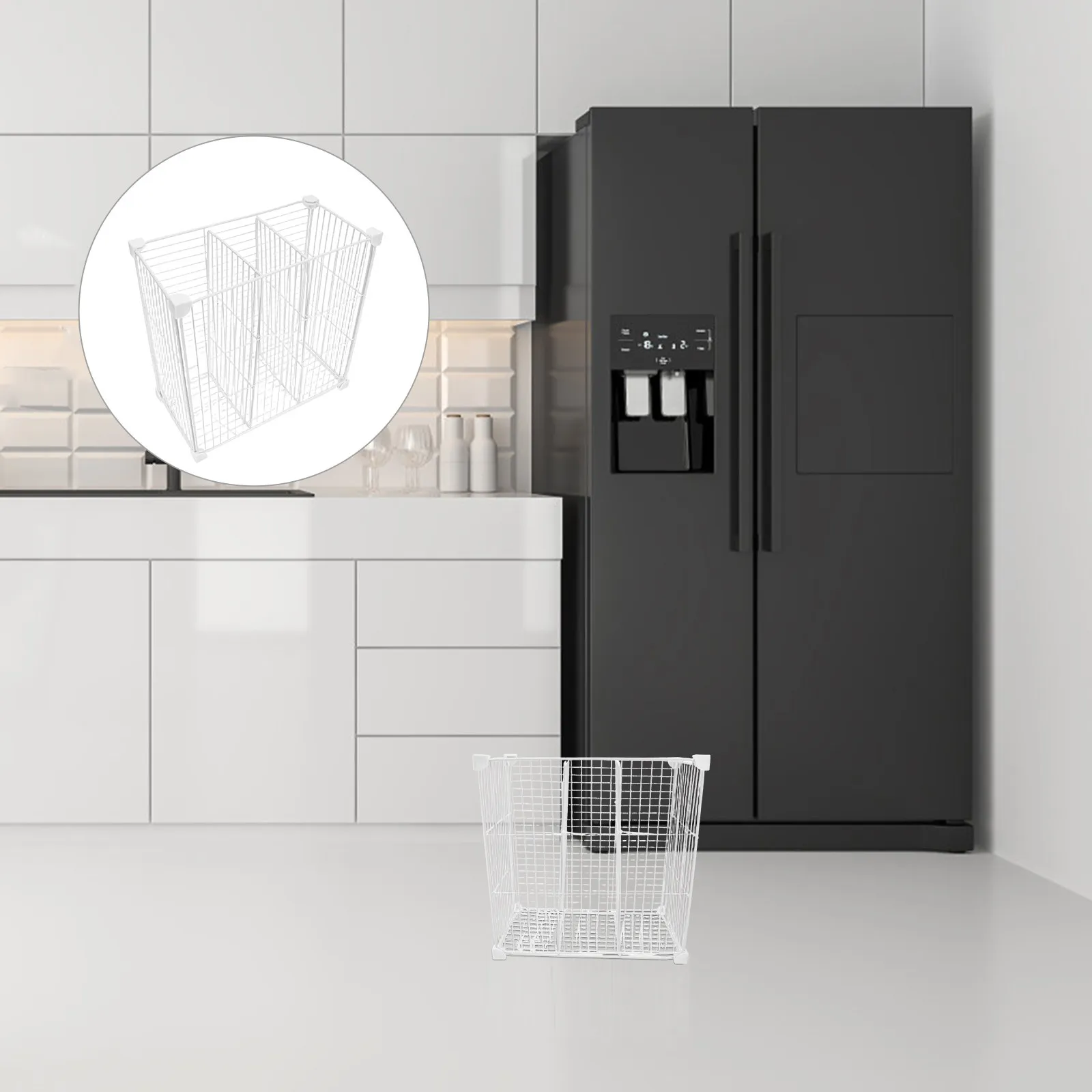 Freezer Basket Dividers 3 Grids Modular Metal Mesh Shelf Organizer Chest Freezer Storage Bins Refrigerator Shelf Divider Space