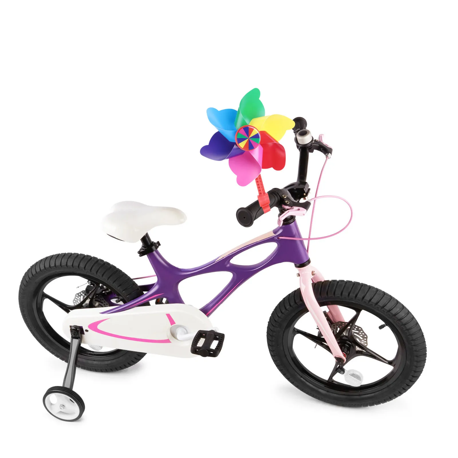 กังหันลมติดแฮนด์จักรยานสำหรับเด็ก สีแดง ก้านยาว ของตกแต่งสำหรับสกู๊ตเตอร์ รถสามล้อ และรถขาไถ