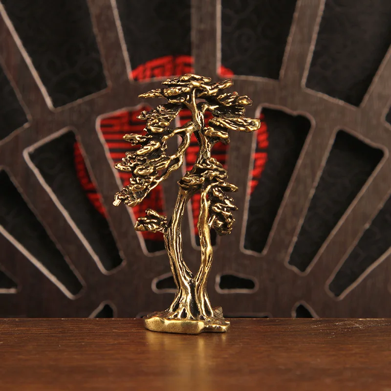 2 Stück Sammelfiguren mit Kiefernornamenten, kleine Ornamente für das Heimbüro, kleine Ornamente mit Kiefernornamenten, Messinghandwerk, Geschenke