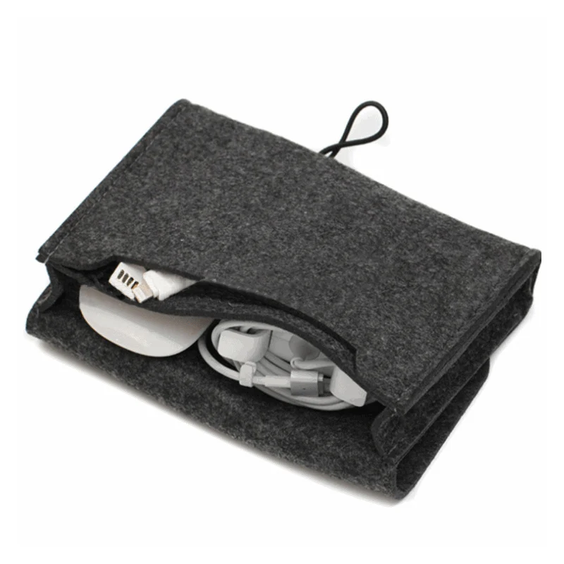 Storage Bag Portable Mini Felt Pouch Bank Data Cable Charger Digital Earphone Cosmetics Organizer Travel Holder Kit Accessories