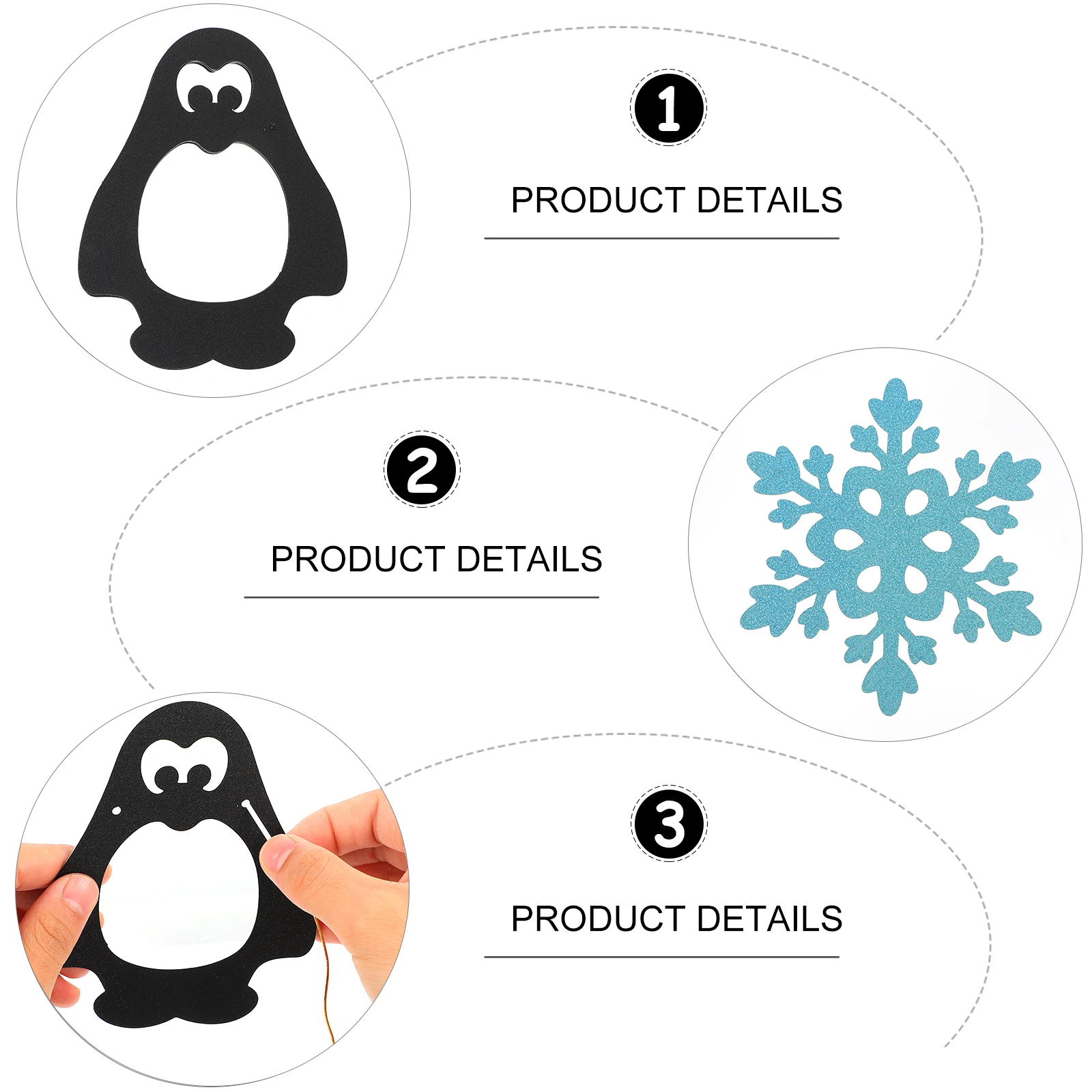 

2 Pcs Christmas outside Decor Penguin Snowflakes Bunting Decoration Pendant Party Decorative Banner Winter Theme Decorations