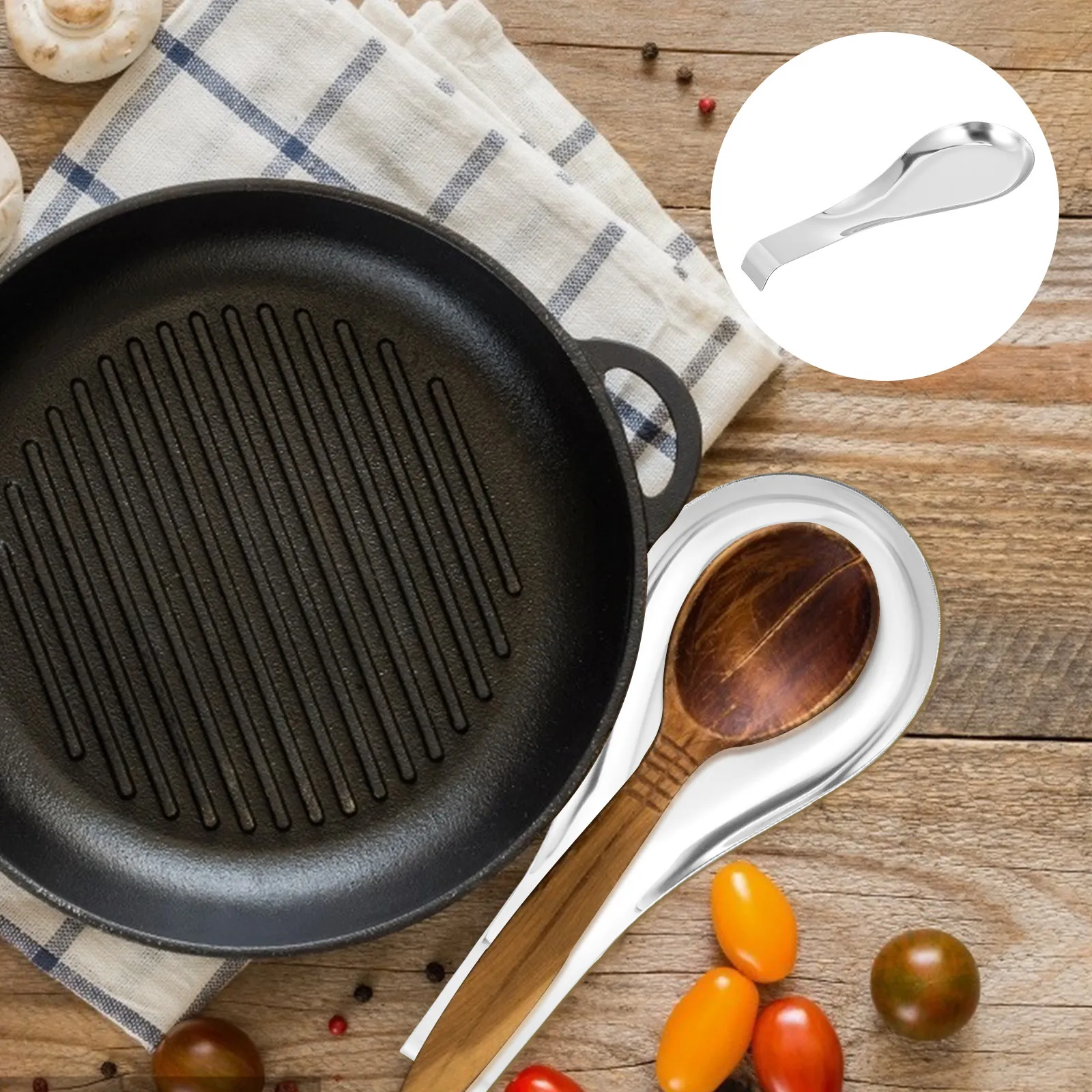 1Pcs High Quality Stainless Steel Spoon Cushion Elegant Spoon Mat Non Slip Scoop Rack for Home Restaurant Hotel Kitchen Supplies