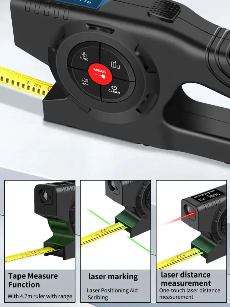 Snakol medidor de distância digital 50m 70m 100m 120m telêmetro régua eletrônica fita laser medida com marcação de linha laser verde