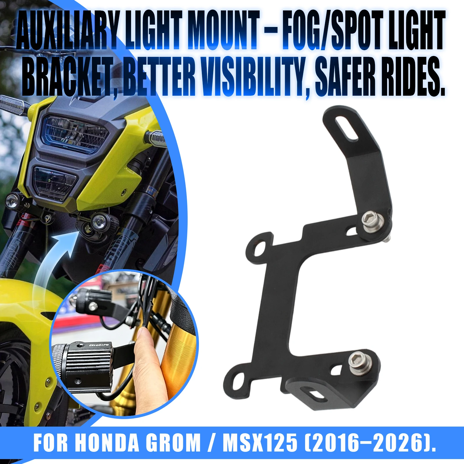 For Honda HONDA GROM125 MSX125SF 2016-2026 2017 2018 Motorcycle Spotlights Fog Lamp Bracket Auxiliary Lights LED Upgrade