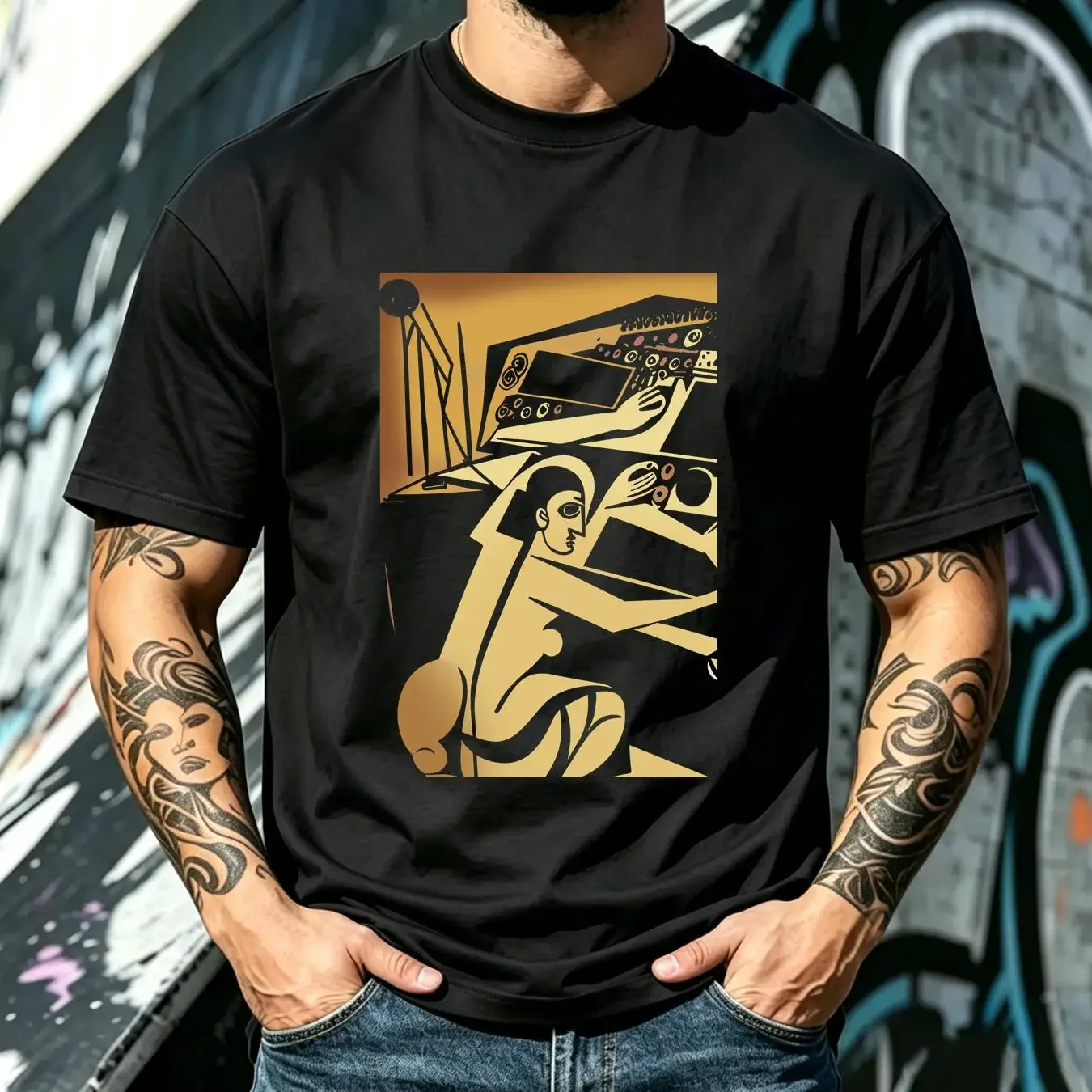 washed T Shirt Pablo Picasso Synthesizer Modular Synth Beat Maker Music Producer Analog Keyboard Player Dj long or short