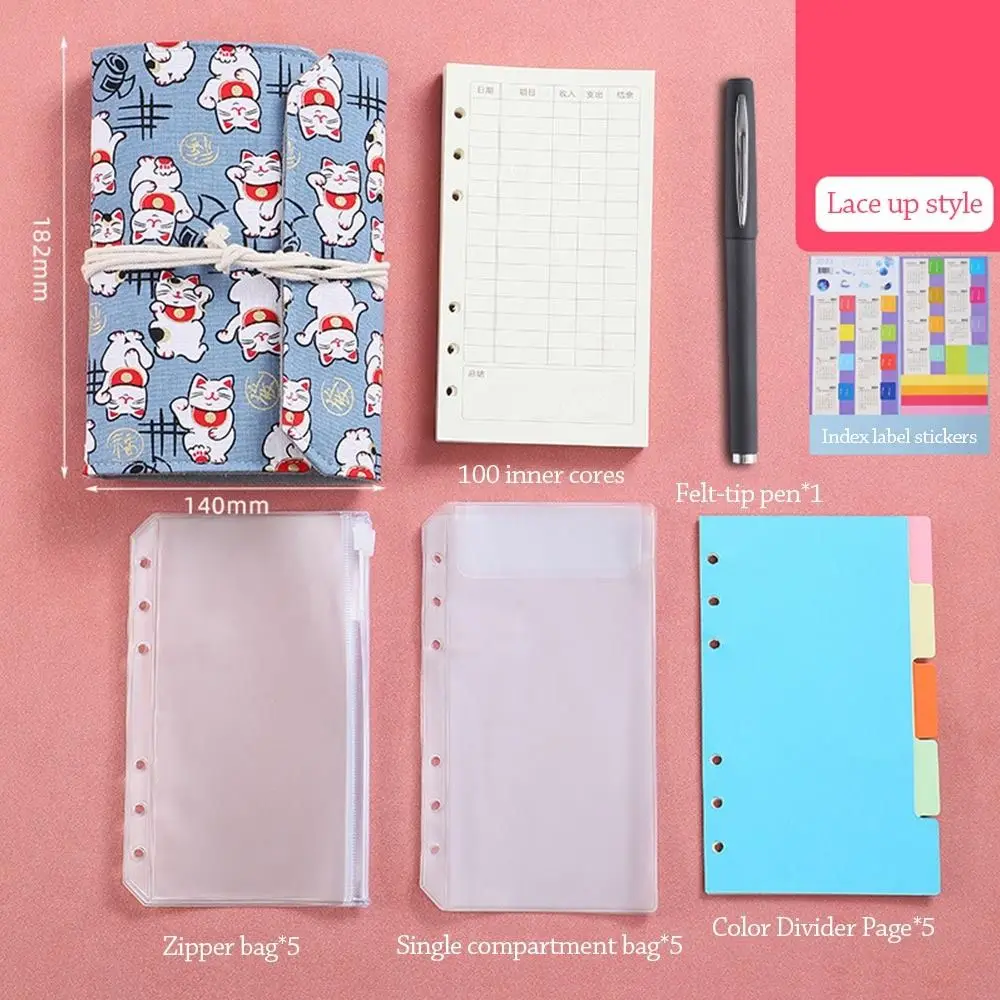 Cute Lucky Cat Saving Money Notebook DIY Save Money Savings Binder Diary Agenda Planner Large Capacity School Stationery