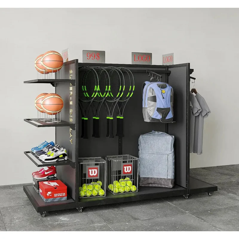 

Customize.Adjustable Sports Display Rack Grocery Store Commercial Sports Equipment Organizer Ball Sports Shop Shelf Gond