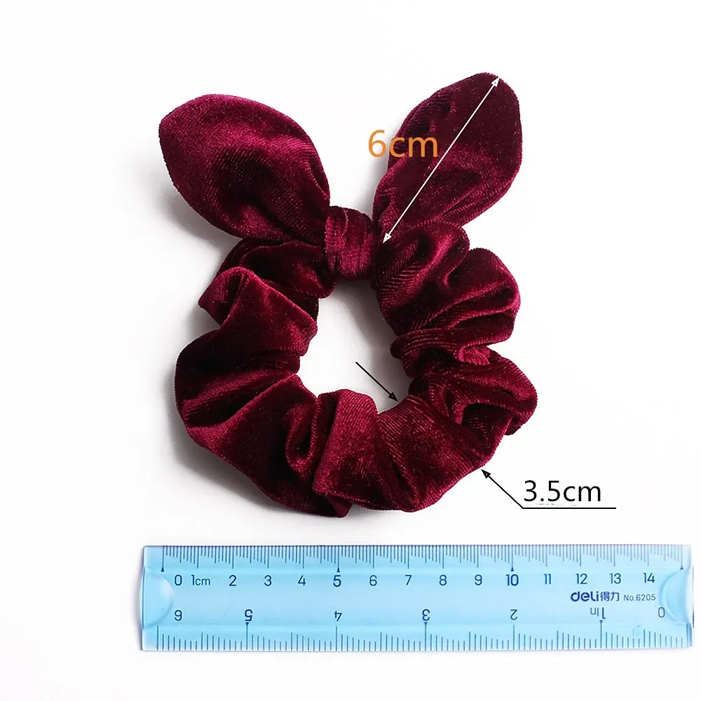 Velvet Scrunchies Girls/Women Velvet Bunny Ear Knot Bow Hair Bands Rabbit Ear Hair Tie Ponytail Hair Accessories