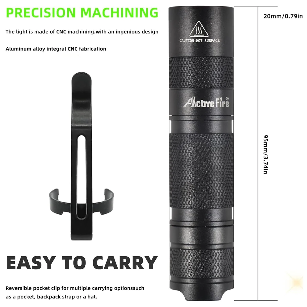 Mini AA Pen Pocket Torch, Super Bright Lumen Waterproof Keychain LED Torch, Handheld Torch with Clip, Powered by AA or 14500